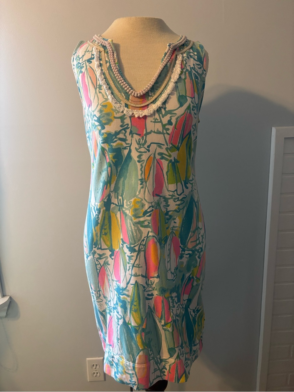 Lilly Pulitzer Pink, Teal & Yellow Tropical Print Dress - Picture 1 of 5